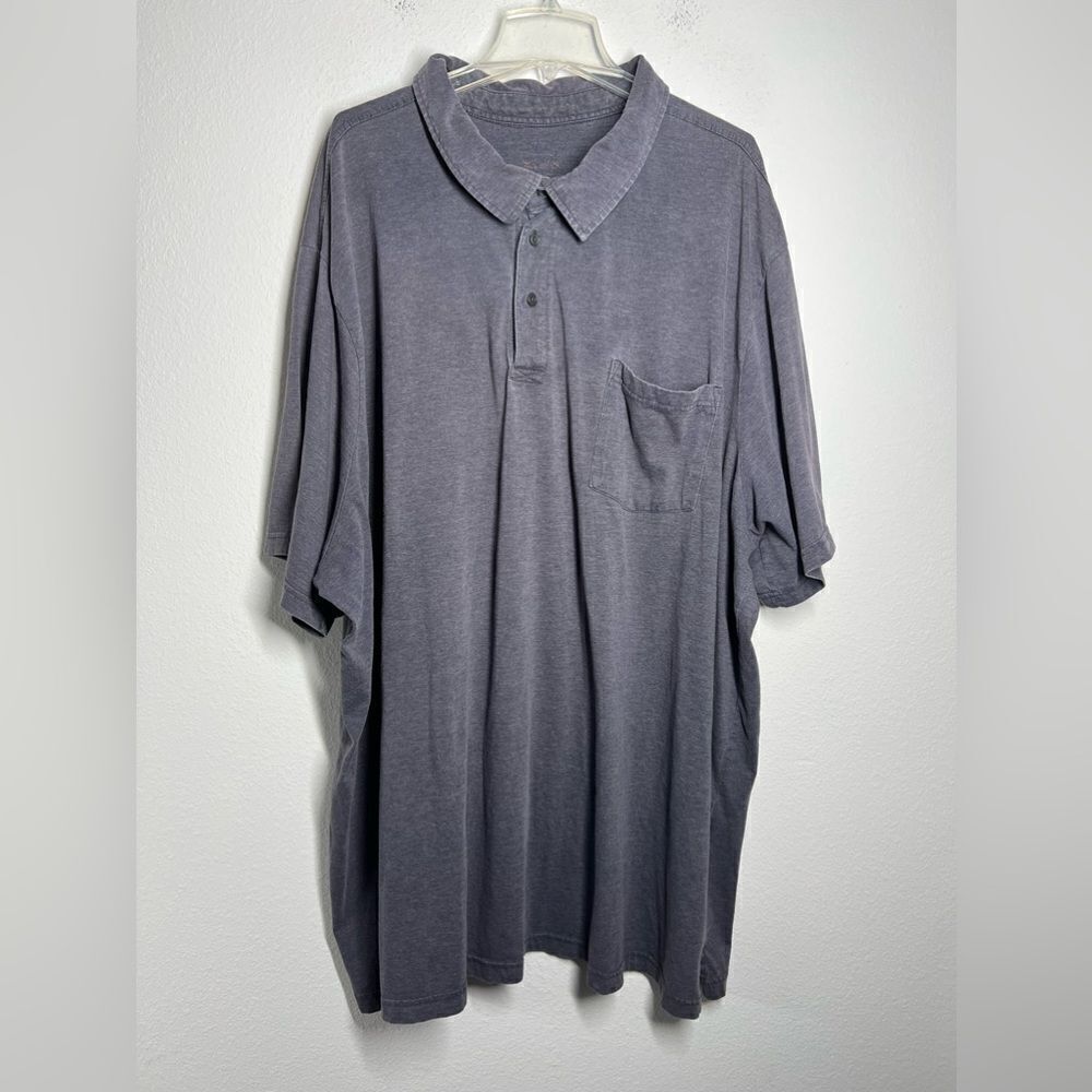 George Washed Jersey Polo W/Pocket Men's Size 6XL Gray